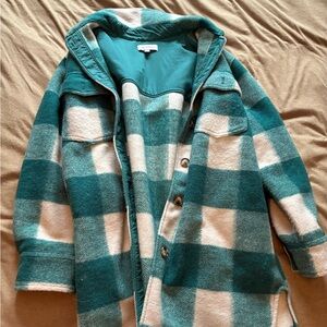 Buttermelon Green Gingham fleece jacket